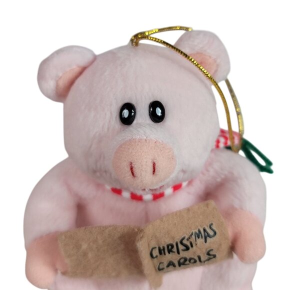 Kurt S Adler Pig Plush Christmas Ornament Holiday Christmas Carol Scarf No Sound - Picture 3 of 10